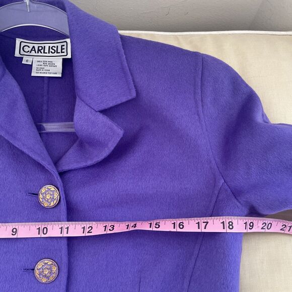 New Carlisle Lavender purple wool angora Coat Enamel Buttons Jacket size 6 - Picture 5 of 8